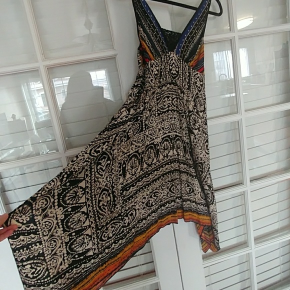 Convertable asymmetrical ethnic print midi dress - Picture 2 of 7